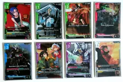 Gundam Tcg Weekly Play Tournament Pack 2 Full Set Of 8, Foil Participation Cards - Image 1