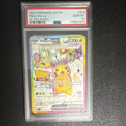 Pokemon Pikachu ex 219/191 Sv08 Surging Sparks Ultra Rare Holo EX PSA 10 - Image 1