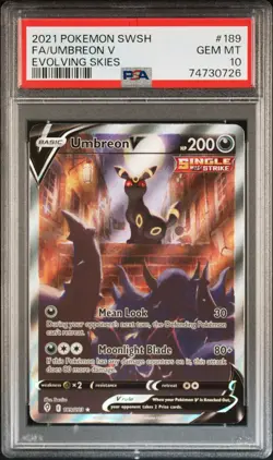 2021 Pokemon SWSH Umbreon V 189 Full Art Evolving Skies PSA 10 - Image 1