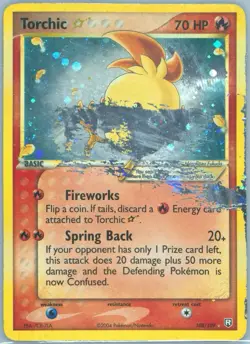 Torchic Gold Star Holo 108/109 EX Team Rocket Returns 2004 Pokemon Damaged DMG - Image 1