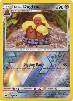 Moderately Played Alolan Dugtrio - 123/214 - Uncommon - Reverse Holo Pokemon Los - Image 1