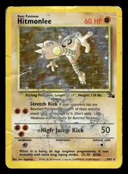 Hitmonlee 7/62 Holo Rare Fossil Set Pokemon Card - Image 1