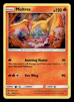 Moltres 38/214 Cracked Ice Holo Rare Lost Thunder Pokemon Card - Image 1