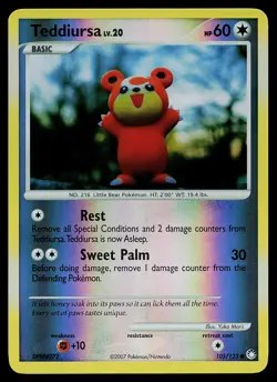 Pokemon Card - Teddiursa Mysterious Treasures 105/123 Common Reverse Holo - Image 1