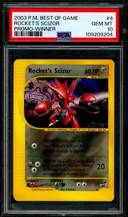 Pokemon Card Rocket's Scizor 4 Winner Stamp Best of Game Promo PSA 10 GEM MINT - Image 1
