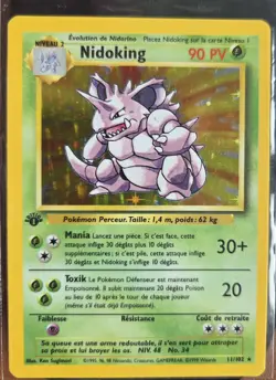 Carte Pokemon Nidoking 11/102 Edition 1 Set de Base Wizards Francaise - Image 1