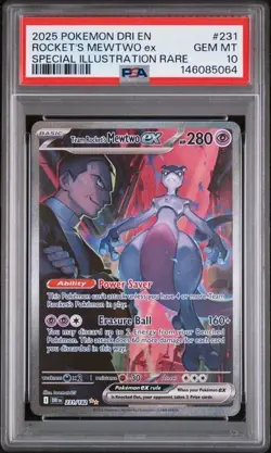 Pokemon 2025 Team Rocket's Mewtwo ex 231/182 SIR Destined Rivals GEM MINT PSA 10 - Image 1