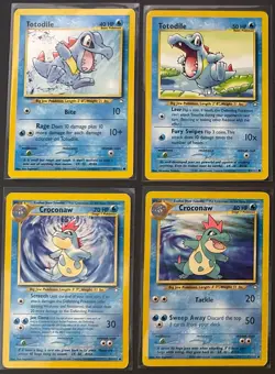 Pokemon Neo genesis Gen 2 Starters Totodile #80 & 81/111, Croconaw #31 & 32/111 - Image 1