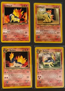 Pokemon Neo genesis Gen 2 Starters Cyndaquil #46 & 47/111, Quilava #56 & 57/111 - Image 1