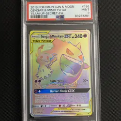 Pokemon TCG Gengar & Mimikyu GX Secret Rare Rainbow PSA Mint 9 - Image 1