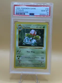 1999 Pokemon Shadowless Base Set Ivysaur #30 PSA 10 - Image 1