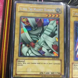 YUGIOH ALPHA BETA GAMMA Magnet Warrior Secret Rare Lot DOR-E001 002 003 SDD-001 - Image 2