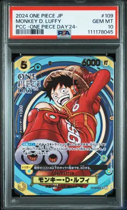 PSA 10 GEM MINT Japanese ONE PIECE 2024 MonkeyD. Luffy OP07-109 One Piece Day'24 - Image 1