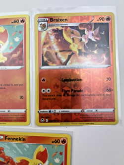 3 Card Lot Fennekin Braixen Reverse Holo Pokemon TCG Basic - Image 3