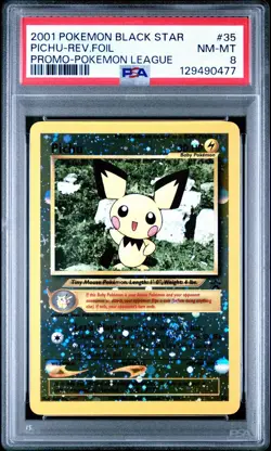 PSA 8 Pichu 35 Black Star Promo Reverse Holo WOTC Pokemon 2001 League NM-MT - Image 3