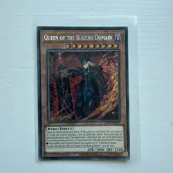 YUGIOH MP25-EN147 Queen of the Blaszing Domain Prismatic Secret Rare 1st Edition - Image 1