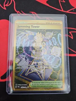 Pokemon TCG Jamming Tower Destined Rivals Gold Trainer Card 243/182 Holo - Image 1