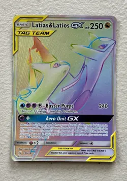 Pokemon Latias & Latios GX TCG Team Up Holo Card 190/181 Rainbow Secret Rare - Image 2