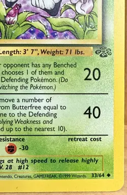 Butterfree 33/64 Jungle Set 1st Edition 1999 Vintage Pokemon TCG - Image 4
