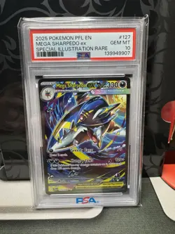 2025 Pokemon Phantasmal Flames Mega Sharpedo EX Special Illustration Rare PSA 10 - Image 1