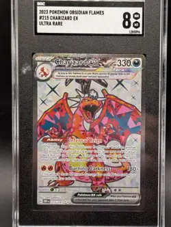 2023 Pokemon Obsidian Flames #215 Charizard EX Ultra Rare SGC 8 - Image 1