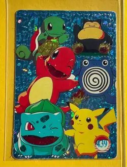 PIKACHU CHARMANDER SNORLAX Prism Holo Sticker Card Anime Collectible Foil LP - Image 1