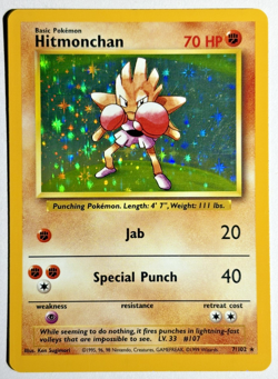 Pokemon TCG Hitmonchan Rare Holo Card #7/102 Base Set - Image 1