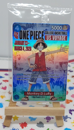 Monkey.D.Luffy (055) (College Basketball US Voyage) One Piece Promo Card SEALED - Image 1