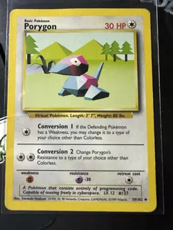 Porygon 39/102, 1999 Base Set, Pokemon TCG, WotC, Vintage, Uncommon, LP - Image 1