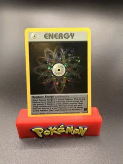 Rainbow Energy 17/82 Team Rocket Holo Pokemon TCG SWIRL! NM- - Image 1
