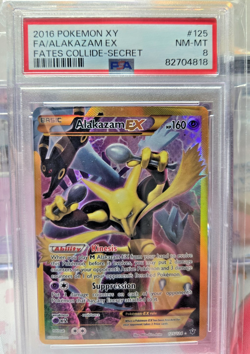 2016 POKEMON XY FATES COLLIDE SECRET #125 FULL ART/ALAKAZAM EX PSA 8 - Image 1
