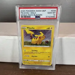Pokemon Pikachu SWSH039 Single Pack Blisters Black Star Promo PSA 10 - Image 1