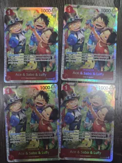 4x Ace & Sabo & Luffy OP13-007 SR - One Piece TCG English Playset Near-Mint - Image 1