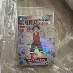 Bandai One Piece CCG Monkey.D.Luffy US Voyage Promo Holo Card + Poster SEALED - Image 1