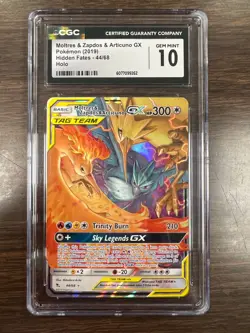 Moltres Zapdos Articuno ~ Pokemon CGC 10 Card #44/68 Holo Tag Team Hidden Fates - Image 1