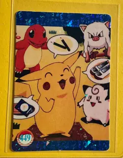 💥 PIKACHU CHAT Vintage Prism Holo Sticker Card Anime Collectible Foil 💥 - Image 1