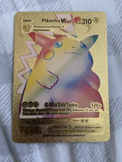 Pokemon Gold Foil Fan Art - Pikachu VMAX - Rainbow Gold Card - Image 1