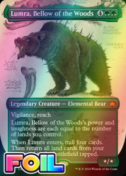 x1 Lumra, Bellow of the Woods BLB MTG 293 FOIL BORDERLESS MYTHIC M/NM 1x - Image 1