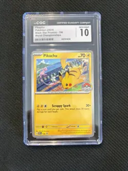 CGC Gem Mint 10 Pokemon Pikachu 2024 World Championship Black Star Promo SVP-190 - Image 1