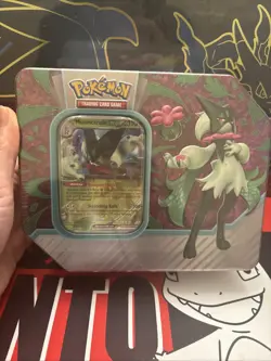 Pokemon TCG Paldea Partners Meowscarada EX Tin New Sealed 5 Boosters Packs - Image 1