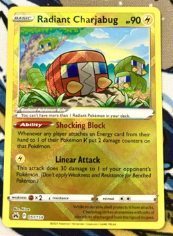 Pokemon Card Radiant Charjabug 051/159 Shiny Rare Holo Crown Zenith NM - Image 1