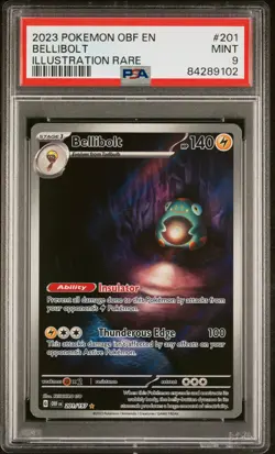 PSA 9 Mint 2023 Pokemon OBF EN Bellibolt #201/197 Illustration Rare - Image 1