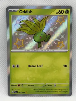 Pokemon Oddish TCG Holo Card Paldean Fates 92/91 LP Condition - Image 1