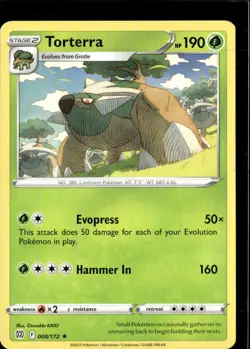 Pokemon Torterra 008/172 Brilliant Stars Non Holo Rare 3 Card Lot - Image 1