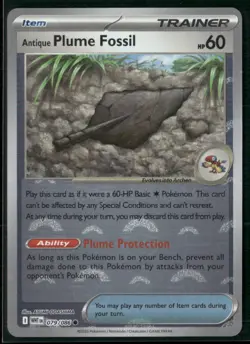 Pokemon Card Antique Plume Fossil 079/086 Poke Ball Holo White Flare - Image 1