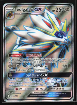 Solgaleo GX (Full Art) 143/149 SM Base Set Ultra Rare Pokemon Card - Image 1