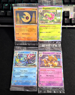 Mega Evolution Prerelease Promo all 4 stamped cards MEP Sealed - Portuguese BR - Image 1