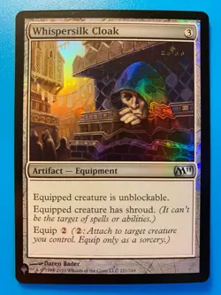 MTG 1x FOIL Whispersilk Cloak # 221 The List - Core Set 2011 M11 Magic the x1 NM - Image 1