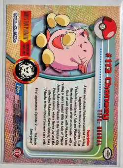 Topps Pokemon Chansey #113 TV Animation Edition Non Holo Blue Logo 2000 NM - Image 2