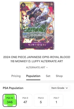 2024 One Piece TCG OP10-118 SEC Monkey D. Luffy Secret Rare Alt Art PSA 10 GEM! - Image 3
